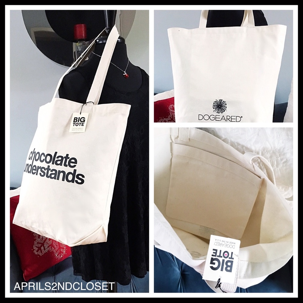DOGEARED CANVAS TOTE BAG CHOCOLATE UNDERSTANDS A2C - Picture 7 of 8
